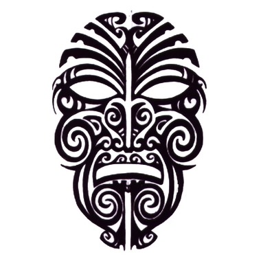 Black Maori Mask Tattoo Stencil