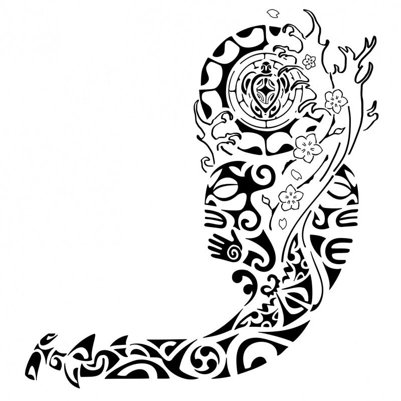 Black Maori Tattoo Design For Full Sleeve