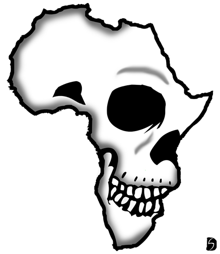 Black Skull In African Map Tattoo Design By Dawid Scheffler