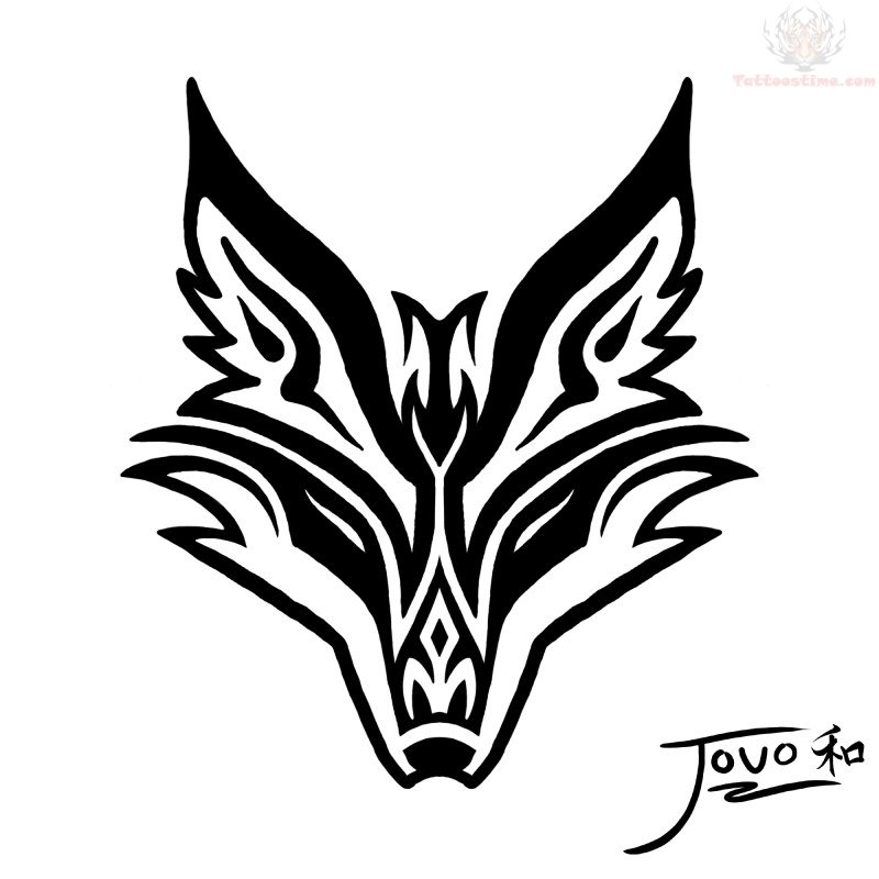 Black Tribal Fox Head Tattoo Stencil By Jouo