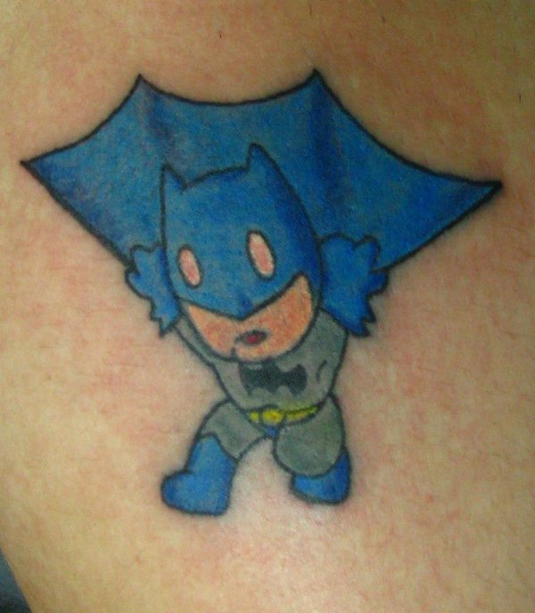 Blue Cartoon Batman Tattoo Design By Bill Jersey