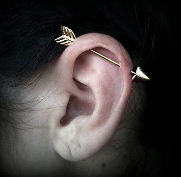 Cartilage Piercing With Arrow Industrial Barbell