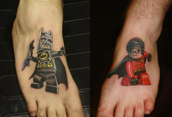 Cute Cartoon Batman Tattoo On Foot