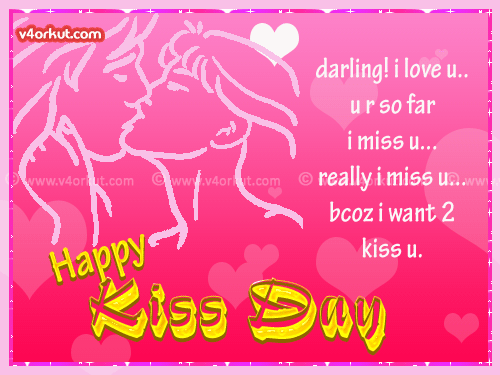 Darling I Love You Happy Kiss Day Kissing Couple Animated Picture