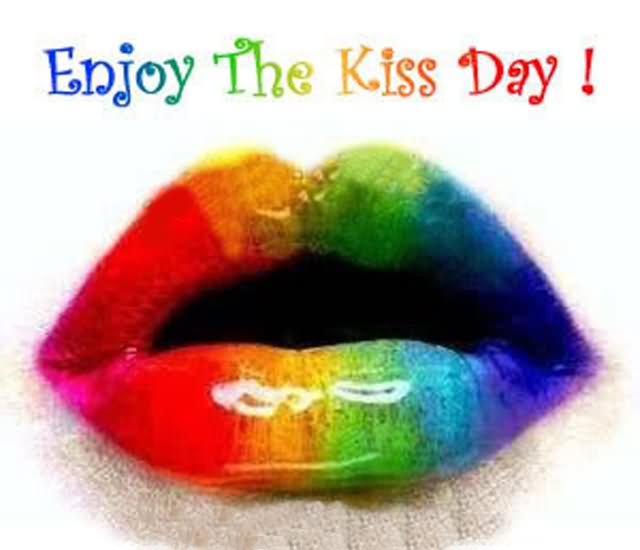 Enjoy The Kiss Day Rainbow Lips Picture