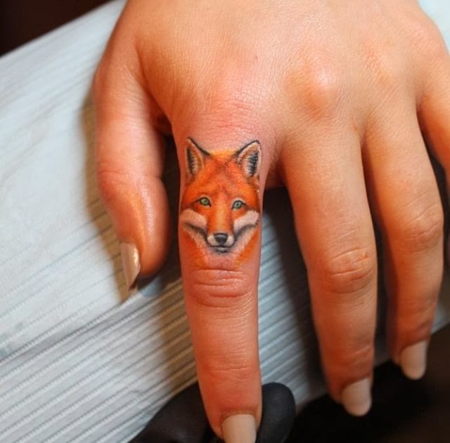 Fox Head Tattoo On Finger