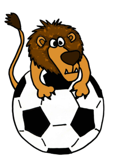 Funny Lion on a Soccer Ball Cartoon