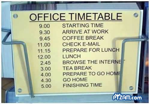 Funny Office Time Table