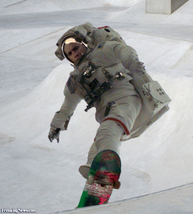 Funny Space Skateboarding