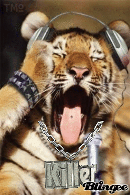 Funny Tiger Listening Music