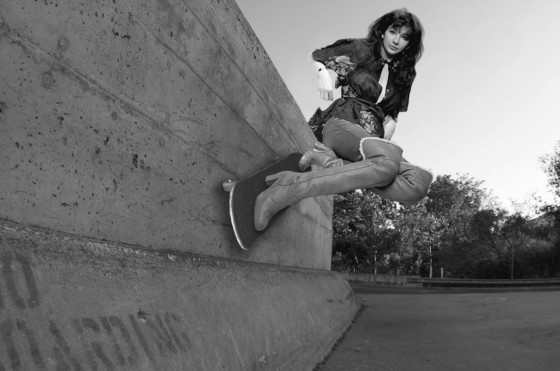 Girl Funny Skateboarding Pose