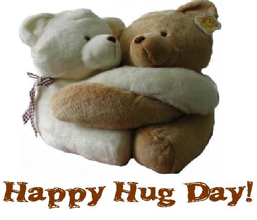 Happy Hug Day Hugging Teddy Bear Couple