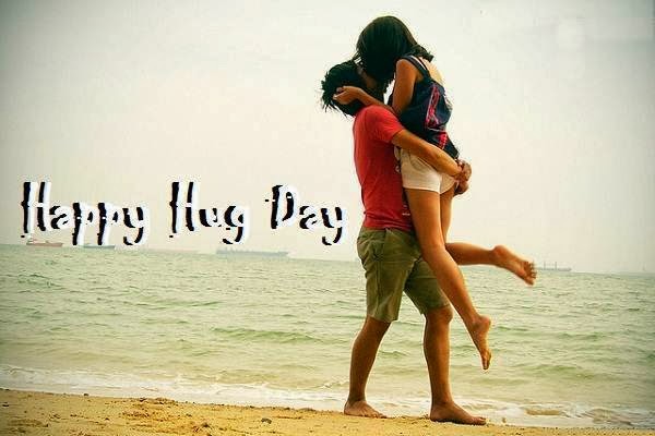 Happy Hug Day Loving Couple On Beach