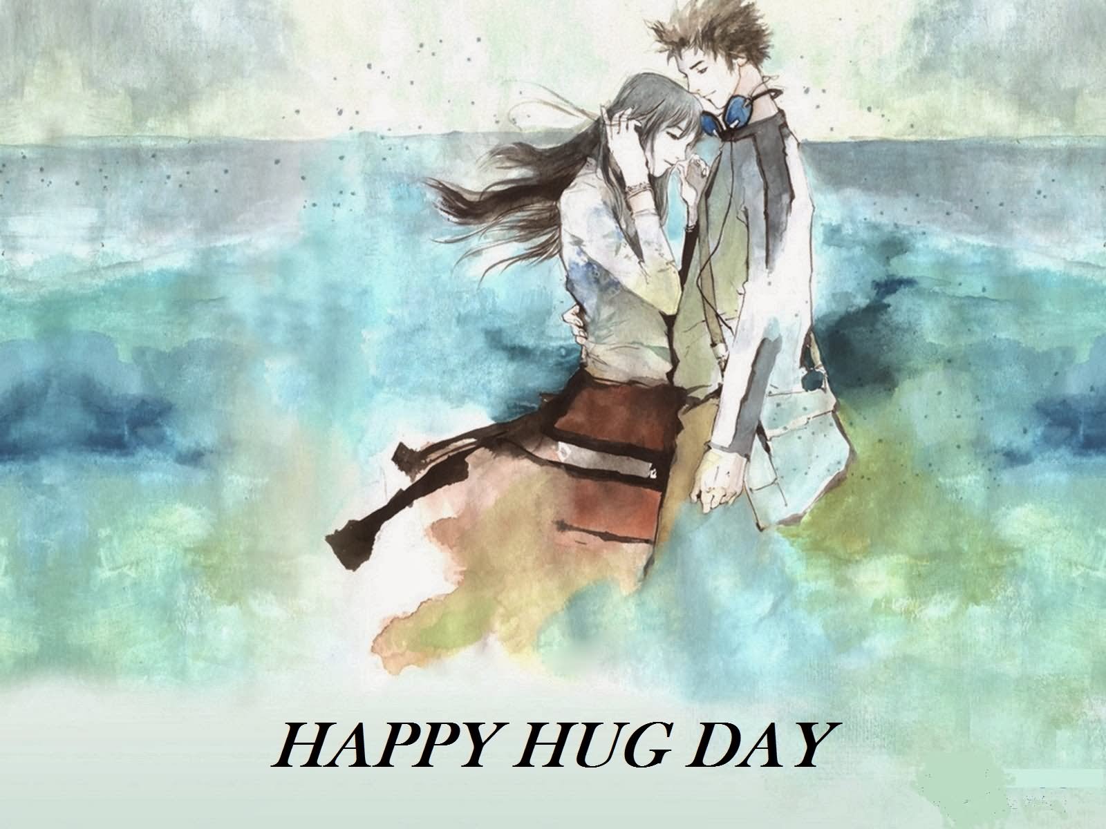 Happy Hug Day Painting Wallpaper
