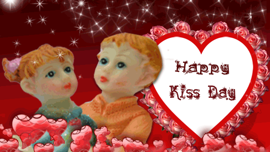 Happy Kiss Day Animated Kissing Couple Picture