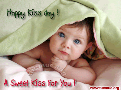 Happy Kiss Day Cute Kid Animated Picture