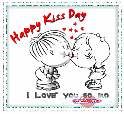 Happy Kiss Day Kissing Kids Animated Picture