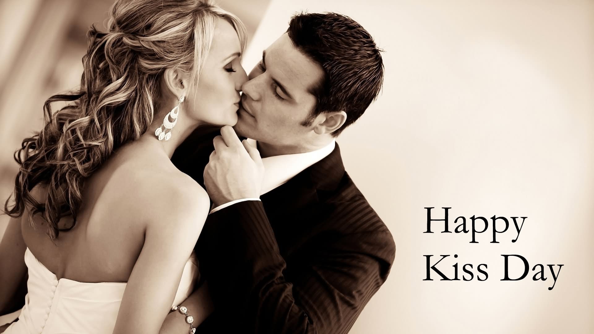 Happy Kiss Day Loving Couple Wallpaper