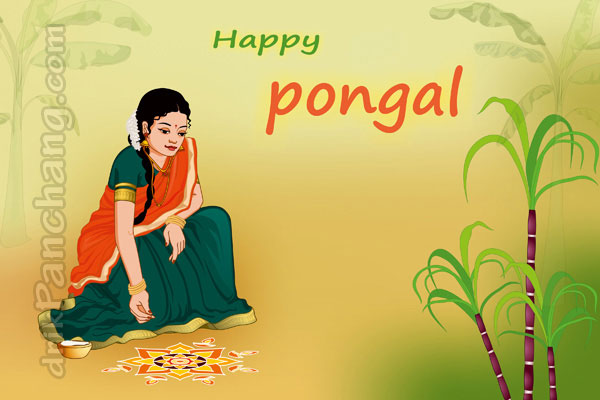 Happy Pongal Girl Decorating Rangoli Picture