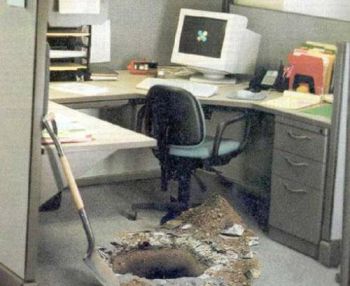 Hole In Office Funny Image