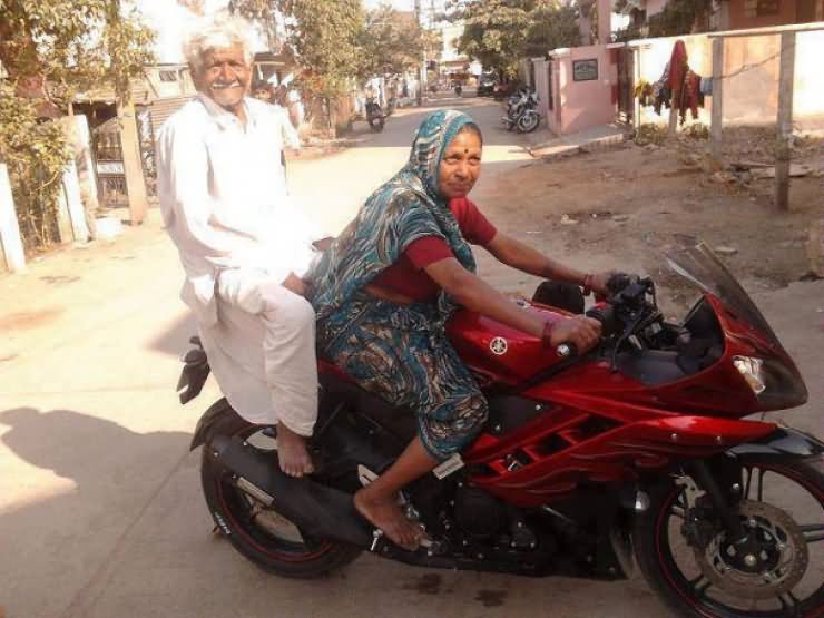 Indian Old Couple On Bike Funny People