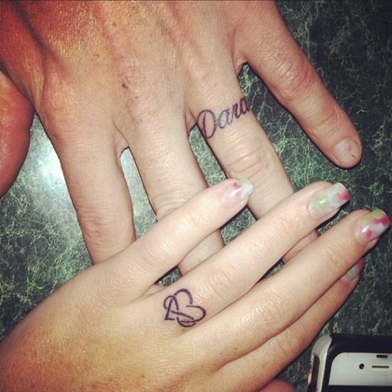Infinity Heart Tattoo On Couple Ring