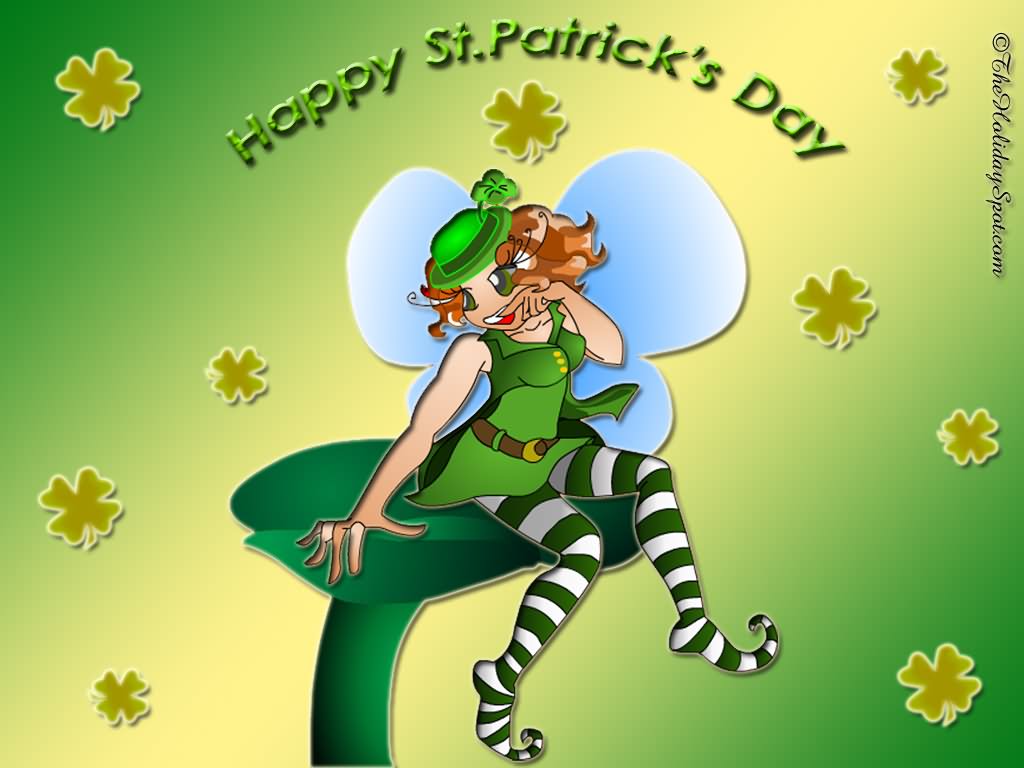 Irish Girl Wishes You Happy Saint Patrick's Day Wallpaper
