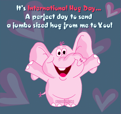 It's International Hug Day Animated Elephant Picture