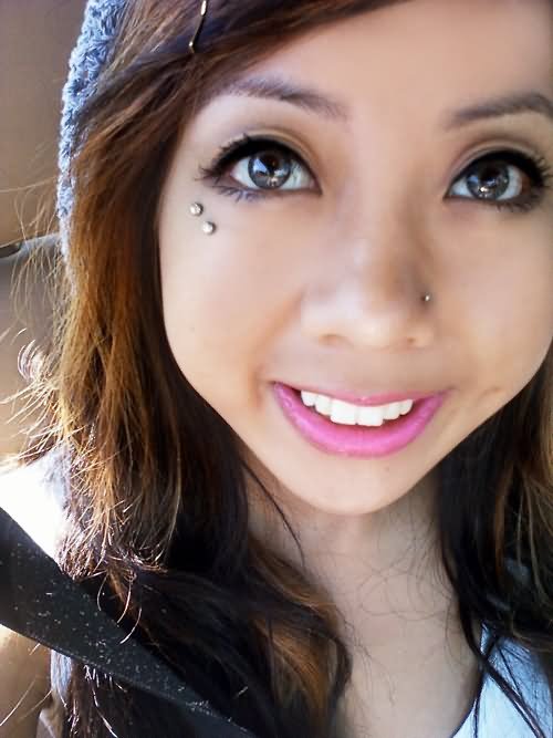 Left Nostril And Anti Eyebrow Piercing For Girls