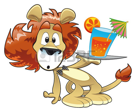 Lion With Drink Funny Clipart