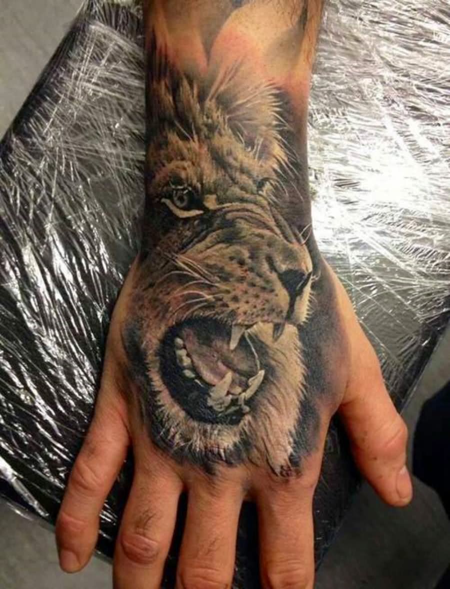 Lioness Head Tattoo On Hand
