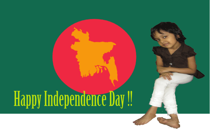 Little Girl Wishes You Happy Independence Day Bangladesh