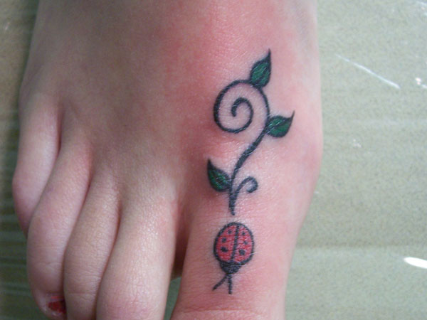 Little Ladybird Tattoo On Foot Toe
