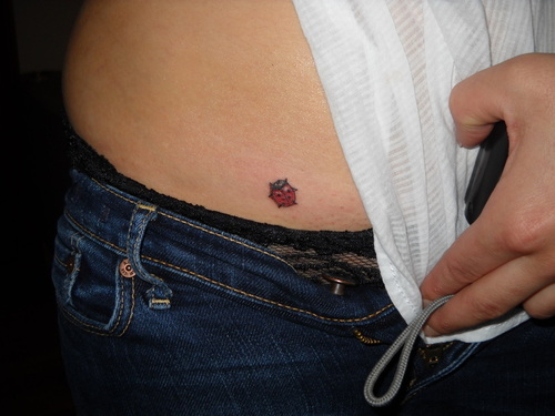 Little Ladybird Tattoo On Hip