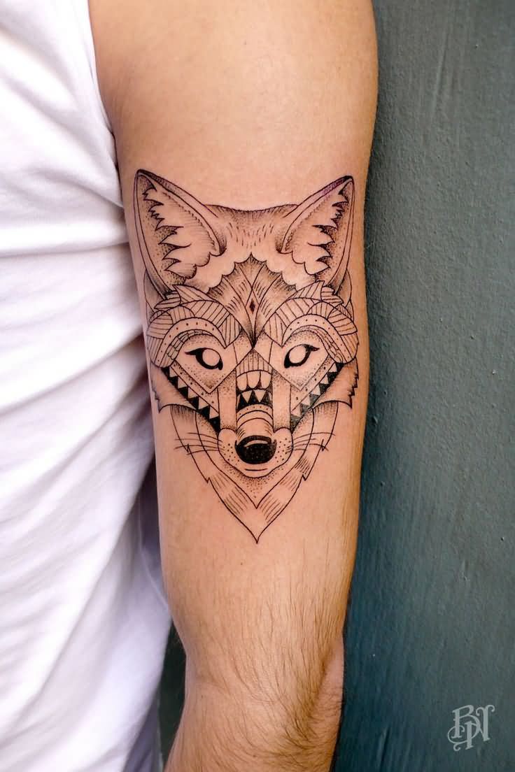 Mandala Fox Head Tattoo On Bicep