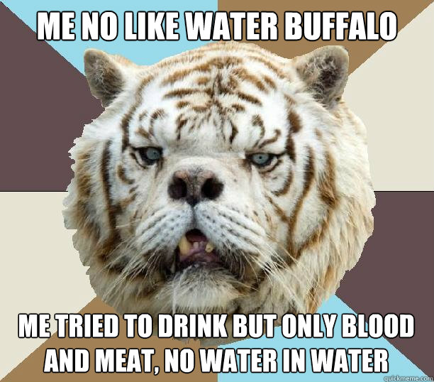 Me No Like Water Buffalo Funny Tiger Meme