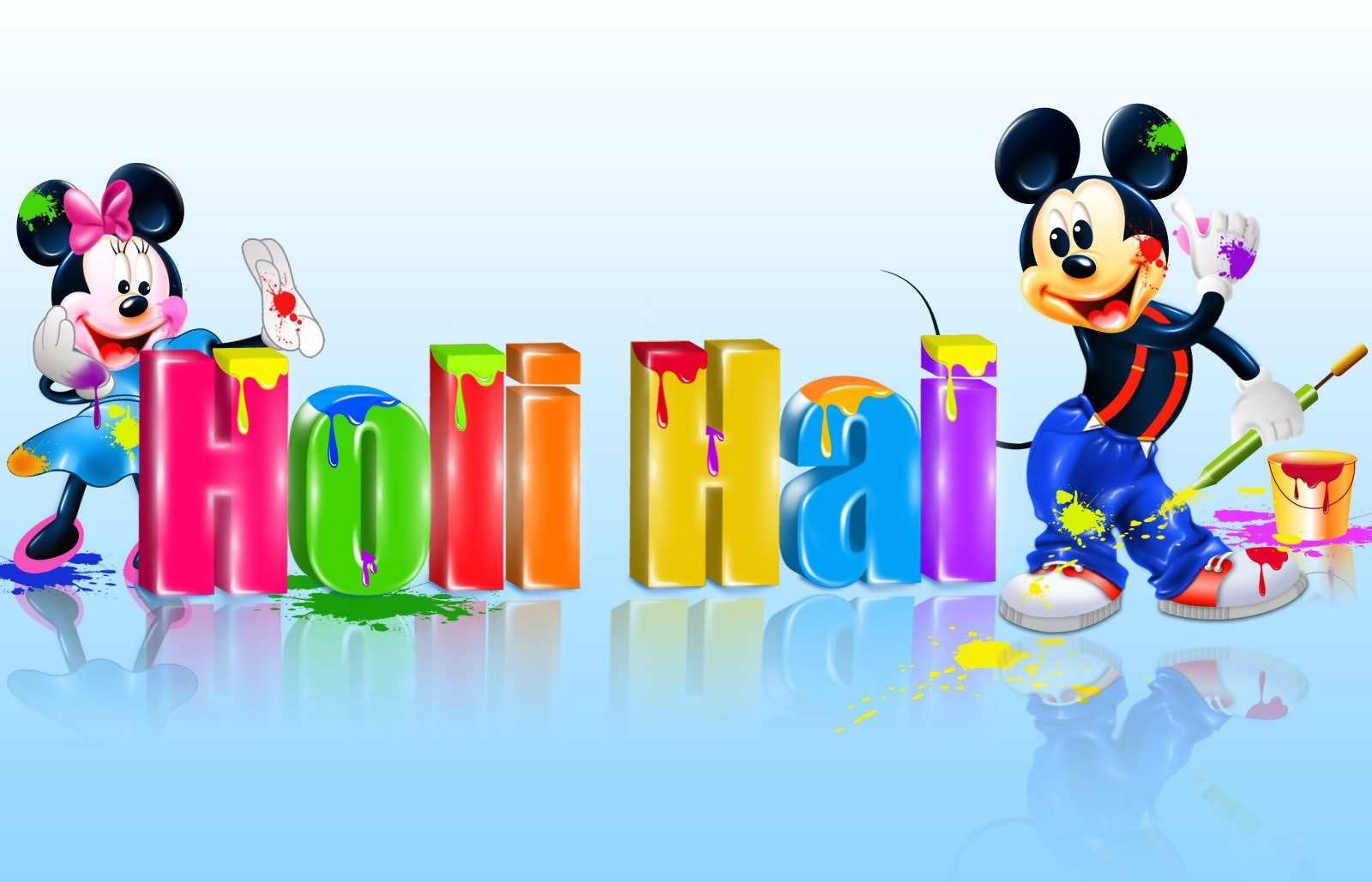 Mickey And Minny Mouse Wishes You Happy Holi