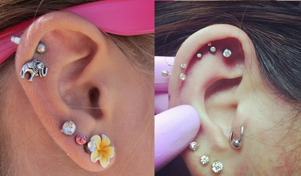 Multiple Ear Cartilage Piercings For Girls
