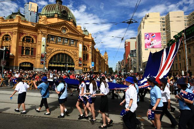 People Taking Part In Australia Day Parade
