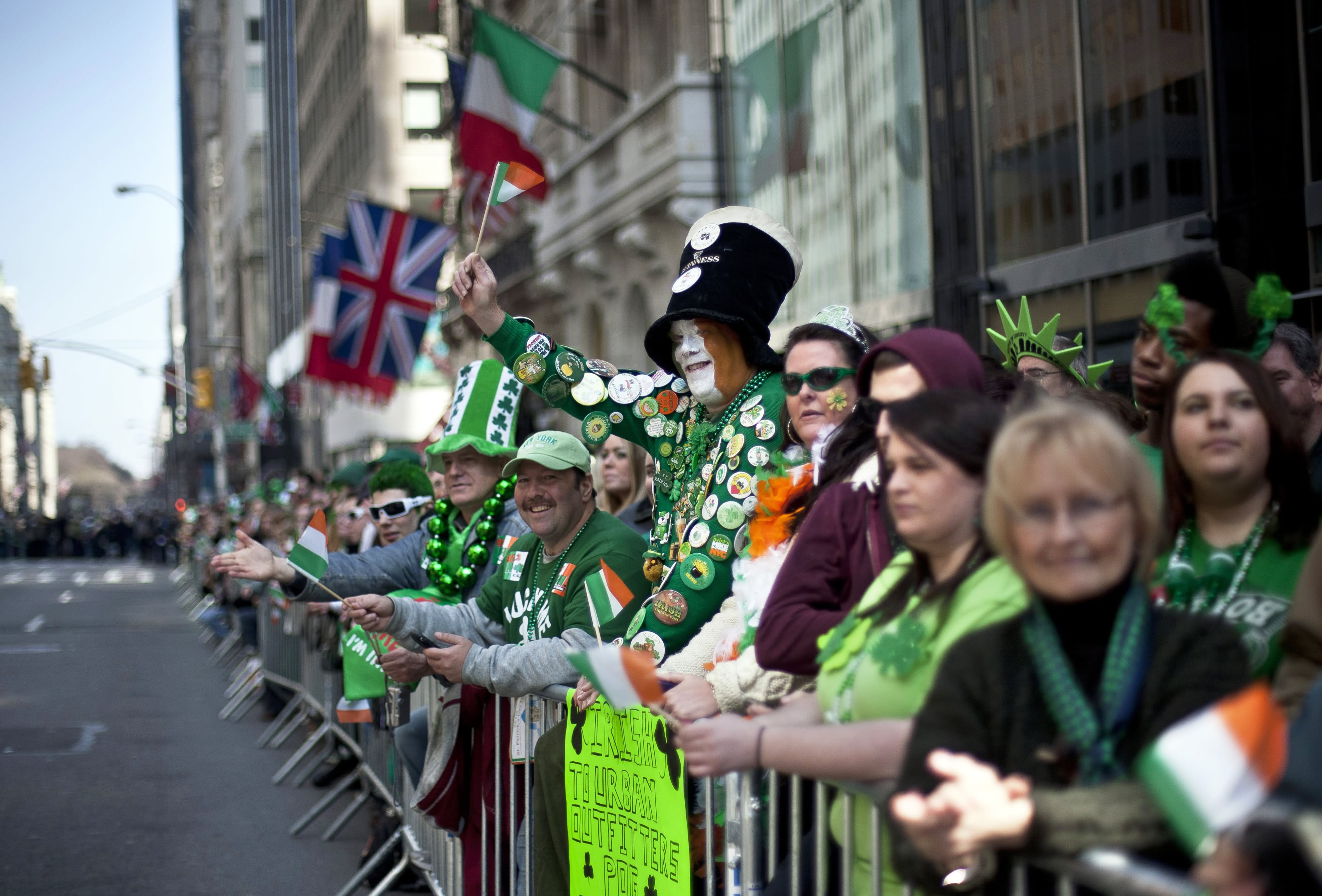 People Taking Part In Saint Patrick's Day Parade