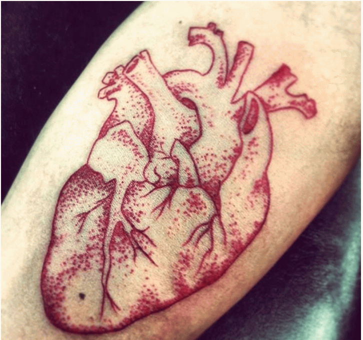 Red Heart Tattoo On Forearm
