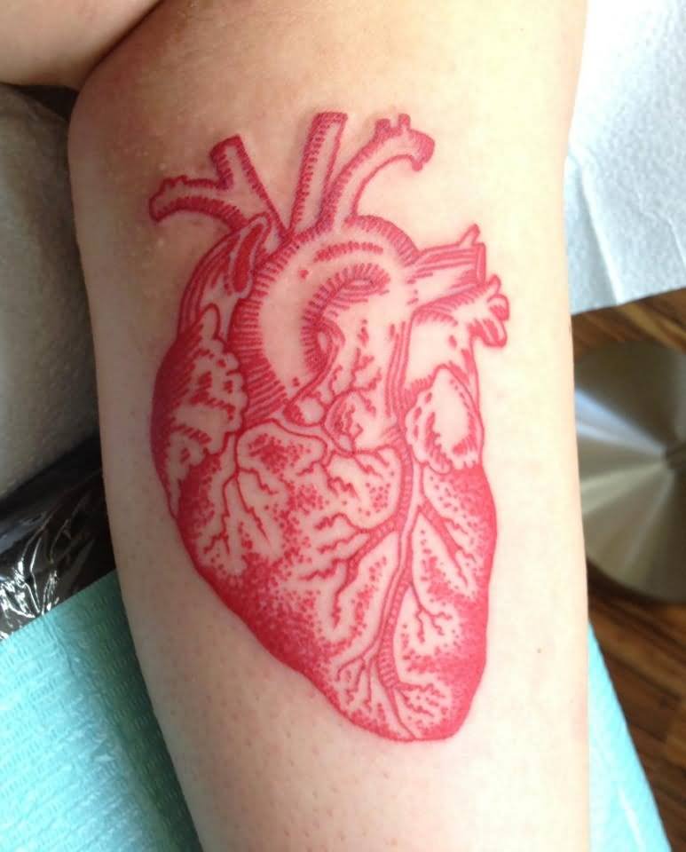 Red Real Heart Tattoo Design