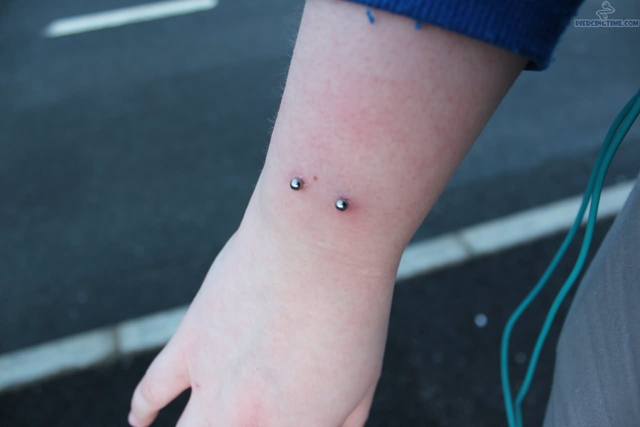 Right Arm Surface Barbell Wrist Piercing