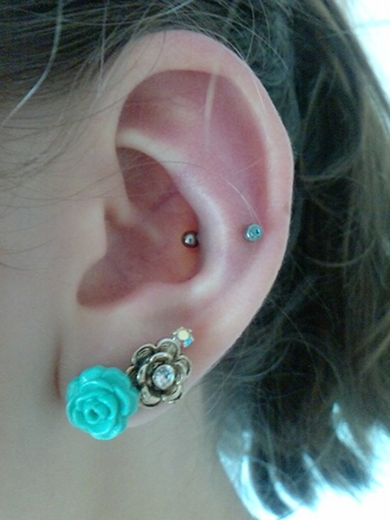 Rose Studs Double Lobe And Snug Piercing