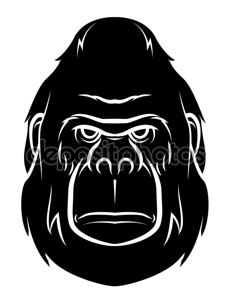 Silhouette Gorilla Face Tattoo Stencil