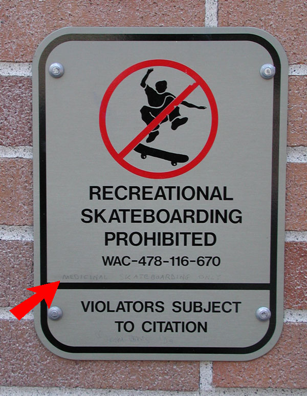 Skateboarding Funny Warning