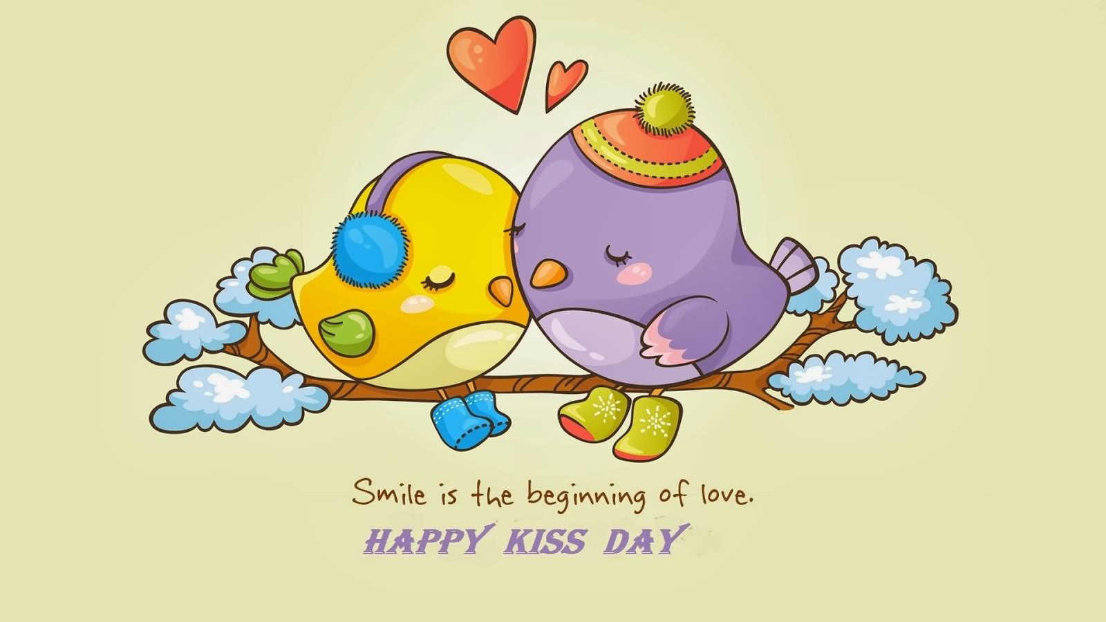 Smile Is The Beginning Of Love Happy Kiss Day Love Birds Picture