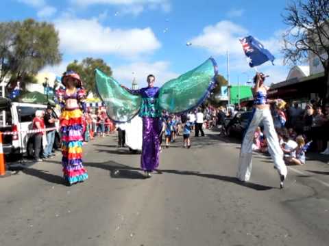 Stilt Walkers Performing On Australia Day Parade