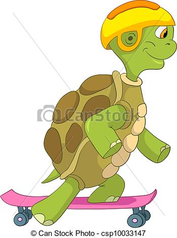 Turtle Funny Skateboarding Clipart