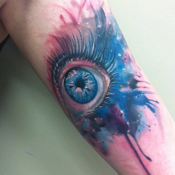 Watercolor Eye Painting Tattoo Design